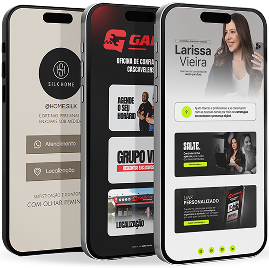 3 layouts disponíveis do Link Personalizado