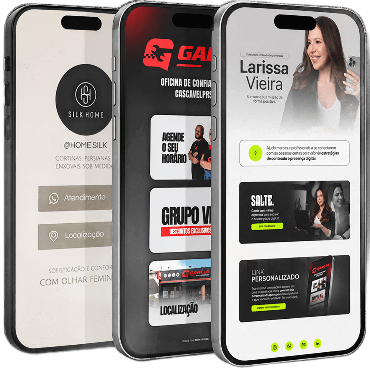 Três modelos de Link Personalizado